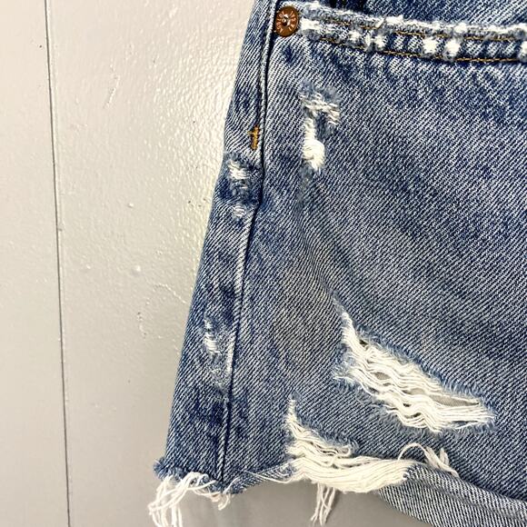 Agolde Blue Medium Wash Denim Grudge Parker Distressed Vintage Fit Shorts 30 - Picture 4 of 11